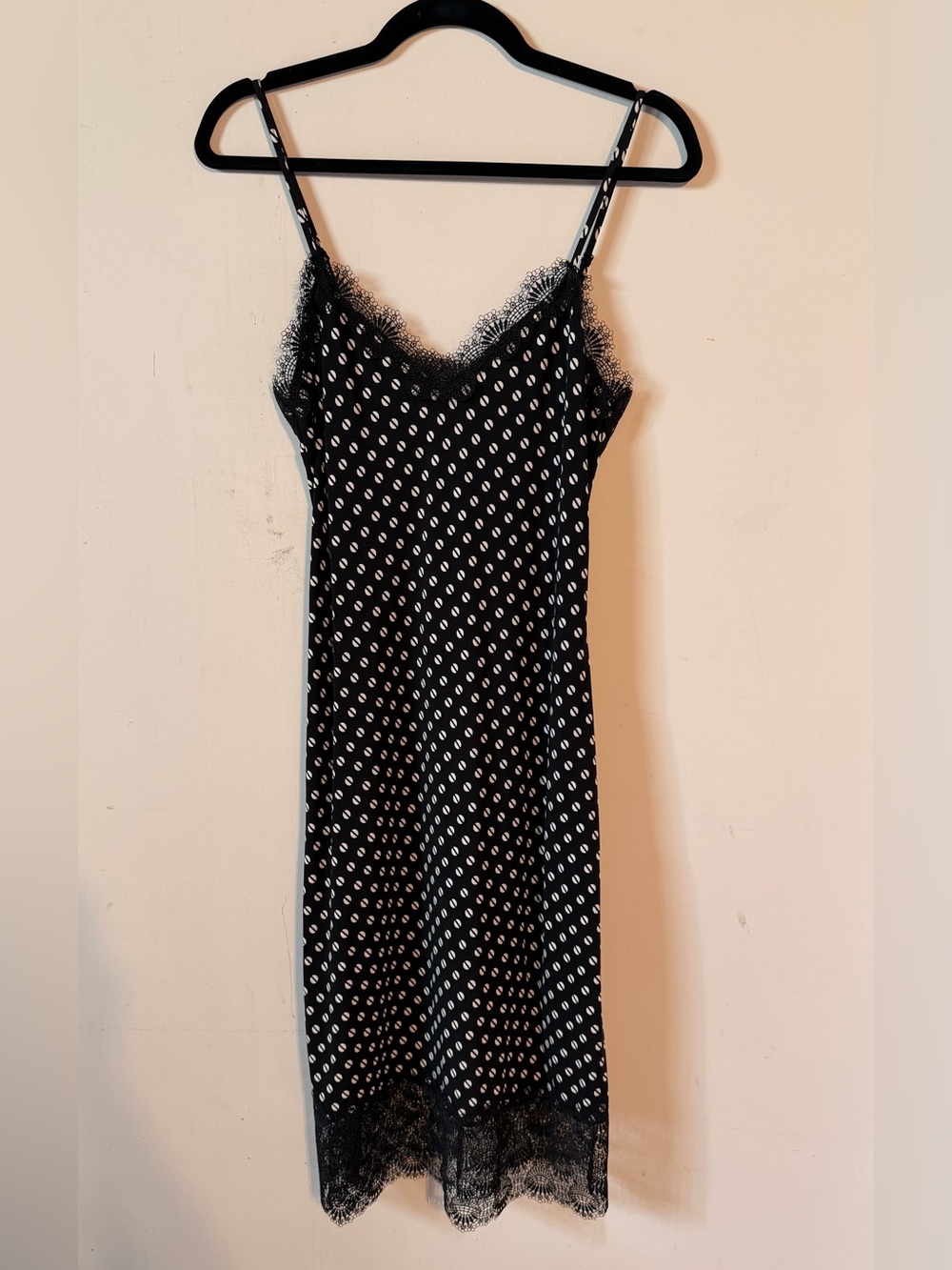 Michael Kors Black White Polka Dot Midi Slip Dress - Size Small NWT